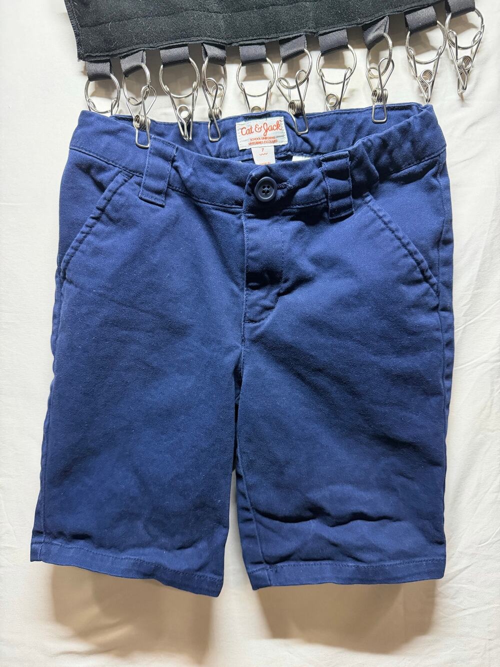 Cat & Jack School Uniform Navy Blue Chino Shorts - Size 7 Stretch